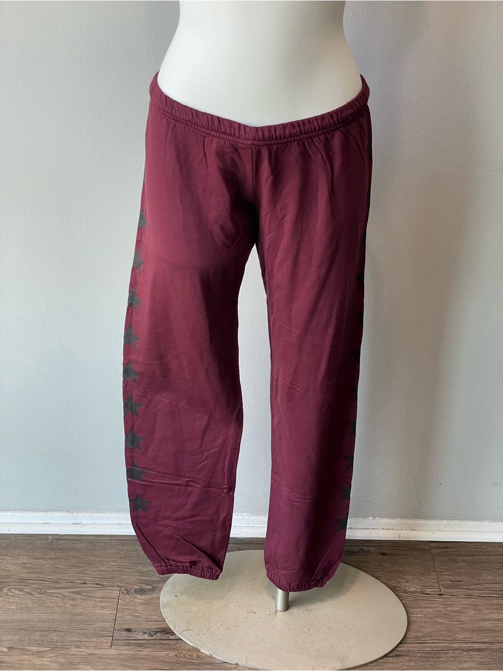 Hard Tail Burgundy Track Pants with Black Star Side Print